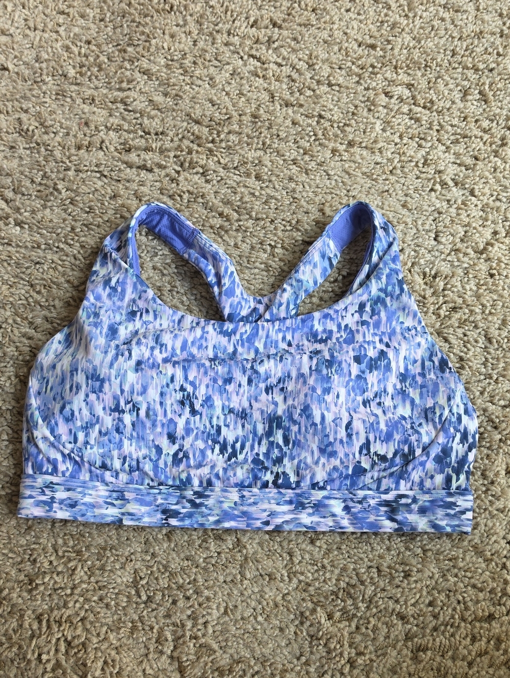 Athleta Blue and Purple Print Racerback Sports Bra